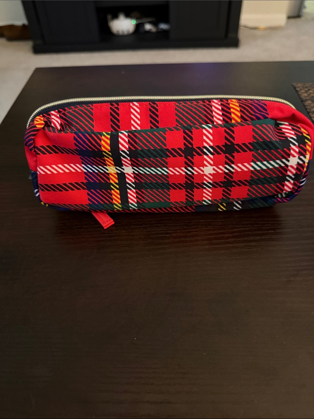 Estée Lauder limited edition Tartan plaid cosmetic bag 2 compartments - Picture 3 of 11